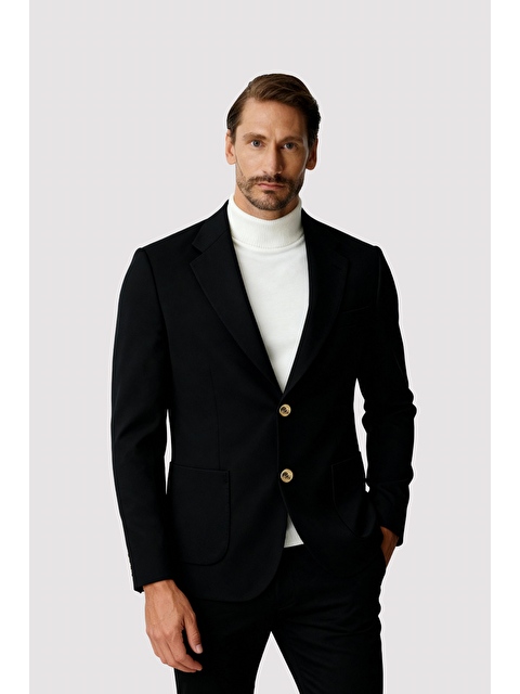 igs Siyah Mono Yaka Slim Fit Dar Kalıp Erkek Ceket - S000525544-19351