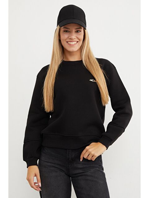 Fullamoda 3 İplik Metal Aksesuarlı Bisiklet Yaka Sweatshirt - S000440869-19351