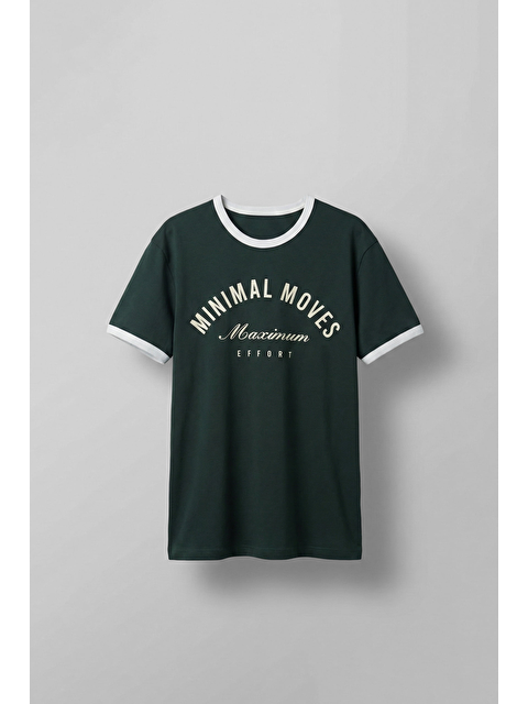 Abluka Online Erkek Regular Fit Kontrast Detaylı T-Shirt Koyu Yeşil - S000513649-19416