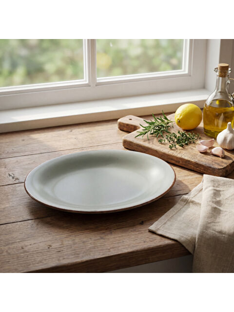 GÜRAL PORSELEN Paris 29 Cm Kayık Tabak Valeron Mat Yeşil 26y