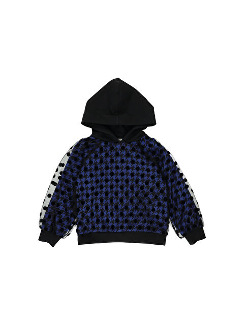 Panço Kız Çocuk Puantiyeli Tül Detaylı Kapüşonlu Sweatshirt - S000253403-19351