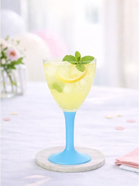 Parti Adresi Flüt Kadeh Lüks Turkuaz Ayaklı 10'Lu