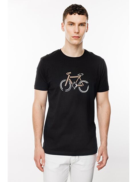 igs Siyah Standart Fit Dar Kalıp Bisiklet Yaka Baskılı Kısa Kollu  %100 Pamuk Tişört - S000525558-19351