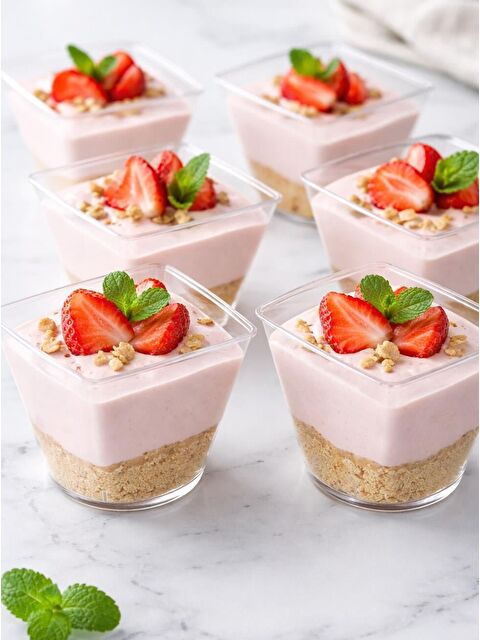 Parti Adresi Mini Kare Kap Şeffaf Mini Sunum Tabağı 120 Cc 25'Li