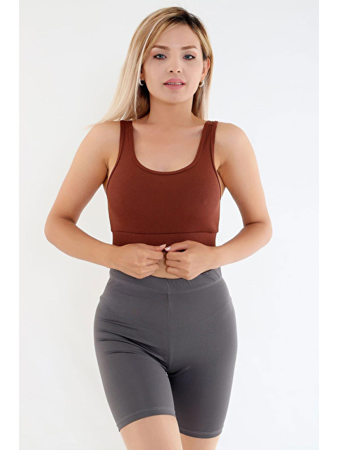Kompedan Kadın Fitilli Kaşkorse Kumaş Geniş Askılı Crop, Sporcu Sütyeni - S000164451-19413