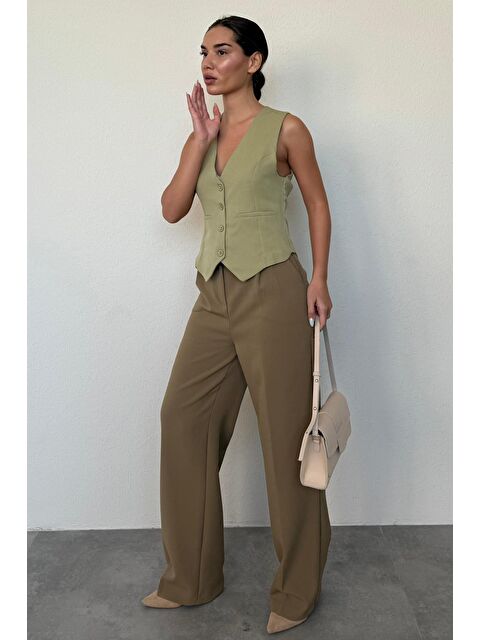 Madmext Haki Yüksek Bel Kadın Palazzo Pantolon Mg2506 - S000440065-18547