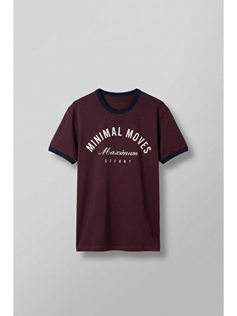 Abluka Online Erkek Regular Fit Kontrast Detaylı T-Shirt Bordo - S000513649-19951