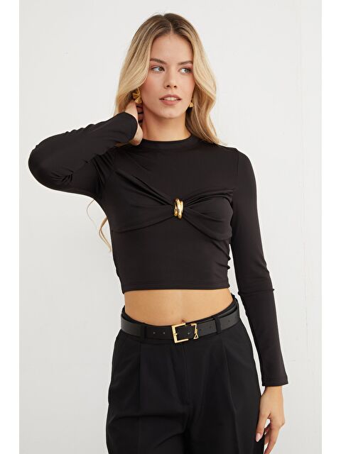 Fullamoda Önü Düğümlü Toka Aksesuarlı Bluz - S000439969-19351