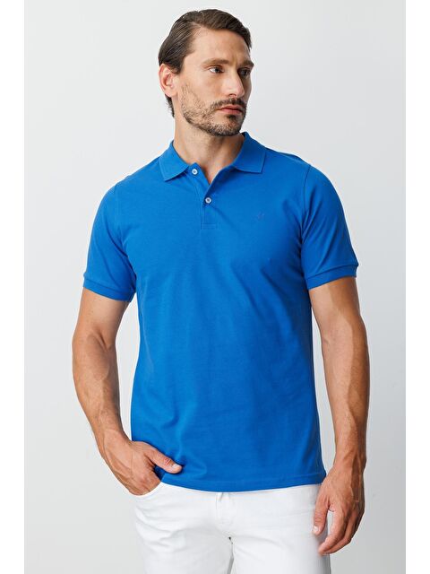 igs Saks Modern Fit Dar Kalıp Polo Yaka Düz Kısa Kollu Pamuklu Tişört - S000490445-17234