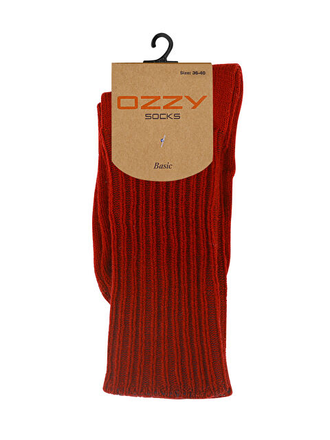 Ozzy Socks Kışlık Kadın Yünlü Bordo Renk Uyku Çorabı Soft Touch - S000138881-19951