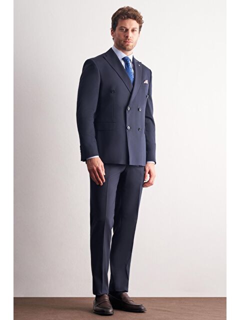 İMZA Koyu Lacivert Kılıç Yaka Tam Astar 6 Drop Slim Fit Takım Elbise 1001255158 - S000476008-29672