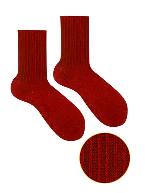 Ozzy Socks Kışlık Kadın Yünlü Bordo Renk Uyku Çorabı Soft Touch