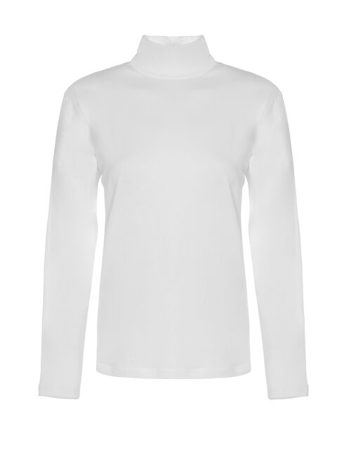 Tolin Kadın Uzun Kollu Pamuklu Elastanlı Balıkçı Yaka Beyaz Fanila 6257 - S000314601-20063