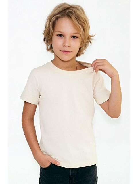 Breeze Erkek Çocuk Tişört Basic Krem (4-8 Yaş)