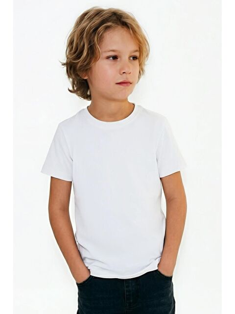 Breeze Erkek Çocuk Tişört Basic Beyaz (4-8 Yaş)