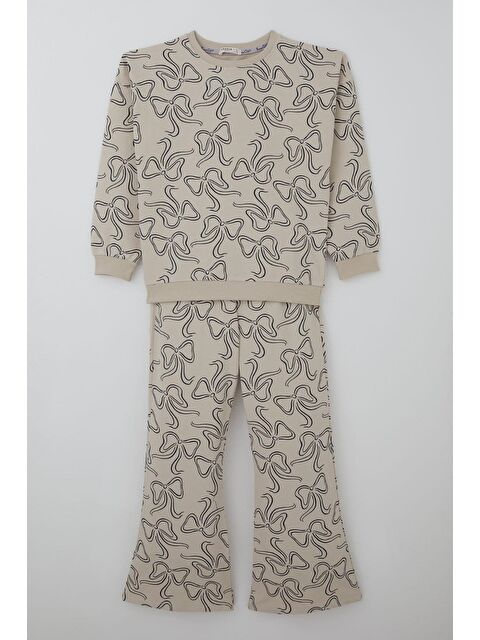 Breeze Kız Çocuk Eşofman Takımı Kurdele Desenli Bel Kısmı Lastikli Taş (9-14 Yaş) - S000516322-25636