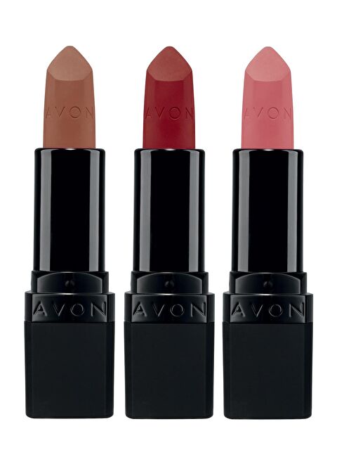 AVON Ultra Mat Marvellous Mocha, Red Supreme ve Pure Pink Üçlü Ruj Paketi - S000188517-10231