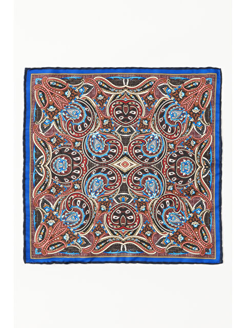 Altınyıldız Classics Erkek Kahve-Mavi Desenli Cep Mendili - S000404709-6414