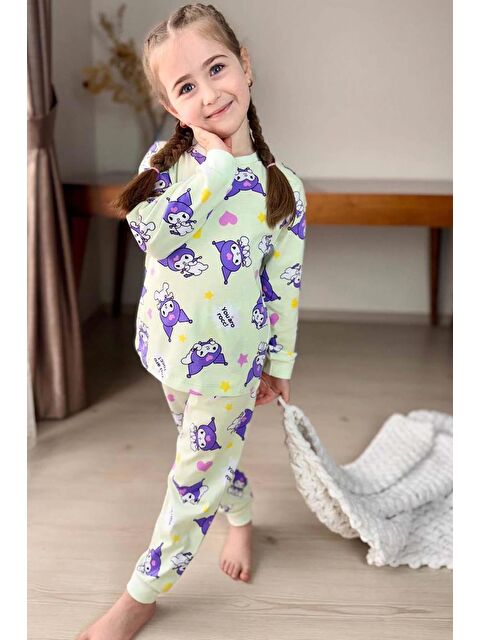 Riccotarz Kız Çocuk Kuromi Karakter Baskılı Açık Yeşil Pijama Takımı - S000339761-18194