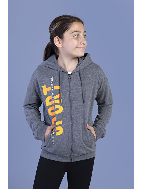 Toontoykids Kız Çocuk Kapüşonlu İki Yanı Cep Detaylı Baskılı Hırka - S000273346-29666