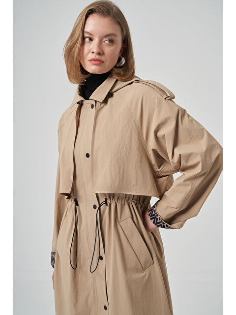 Nuss Kapüşon ve Astar Detay Kap Trençkot Ceket 6033 Camel - S000480990-4557