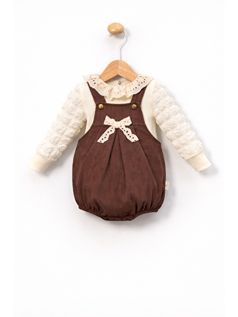 Verona Tarz Kız Bebek 2li Romper Takımı Bayramlık Uzun Kollu Balon Kol - S000516325-17365