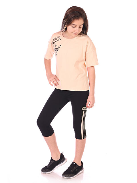 Toontoykids Kız Çocuk Smile Keep Baskılı Kaprili Takım - S000271235-19928