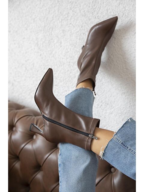 Straswans Poppin Kadın Pino Ökçe Deri Bot Kahve - S000511421-19413