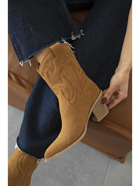 Straswans Hadley Kadın Süet Topuklu Bot Taba - S000512864-14955