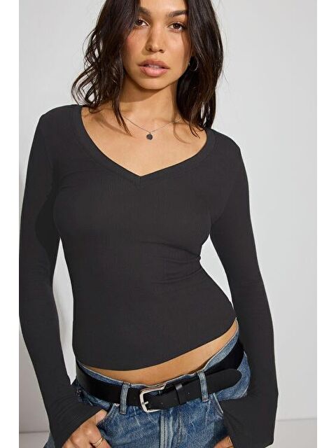 Madmext Füme V Yaka Uzun Kollu Kaşkorse Body Mg2192 - S000439989-33408