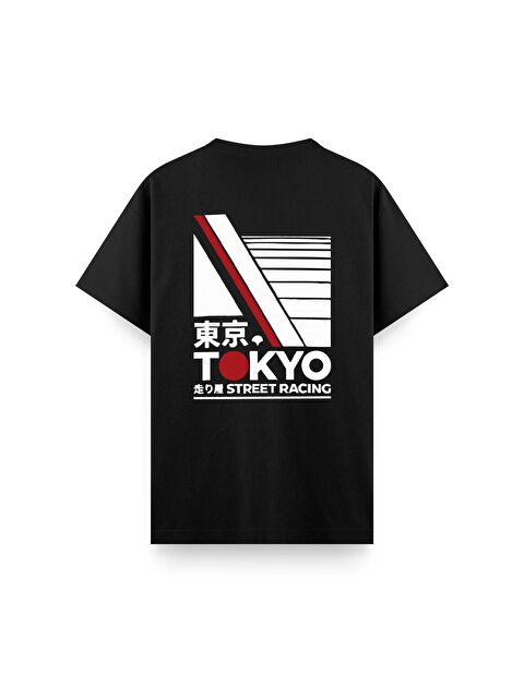 Oksit Tokyo Street Racing Sırt Baskılı Oversize Unisex Pamuklu Tişört JDM Tasarım - S000508098-19351