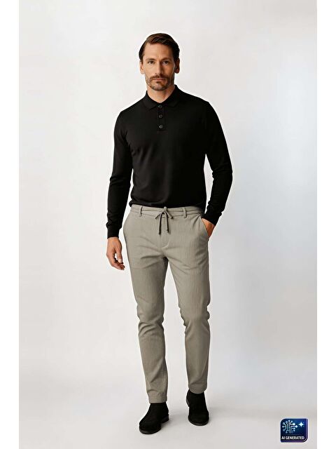 igs Gri Dynamic Fit Lastikli İpli Erkek Pantolon | Konforlu Smart Casual - S000525565-20600