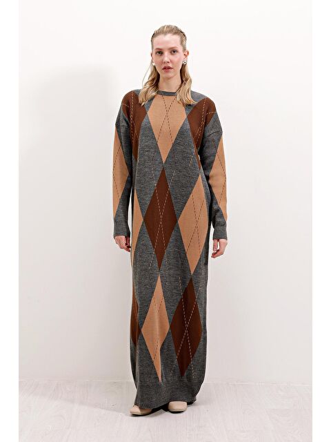 Bigdart 15861 Uzun Triko Elbise - Gri