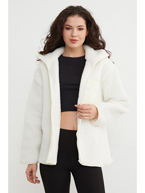 Fullamoda Fermuarlı Tek Cepli Dik Yaka Pelüş Mont - S000441400-19965