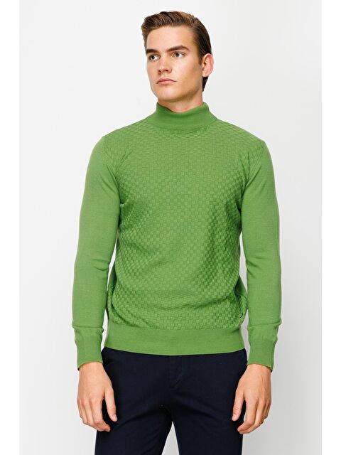 igs Yeşil Dar Kalıp Yarım Balıkçı Düz Uzun Kollu Triko - S000490028-18194