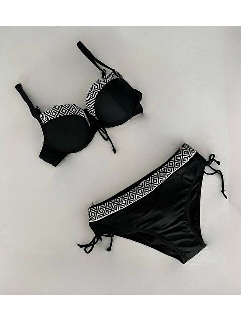 Hazelin Kadın Siyah Etnik Desenli Bikini Takım HZL25S-LC2218 - S000369825-19351