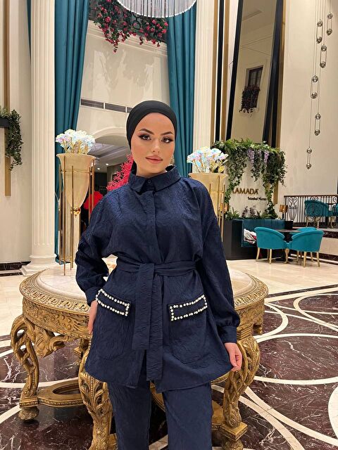 Comstar Kadın Jakarlı Bel Kuşaklı Cep Taşlı Alt Üst Takım - S000210840-21164