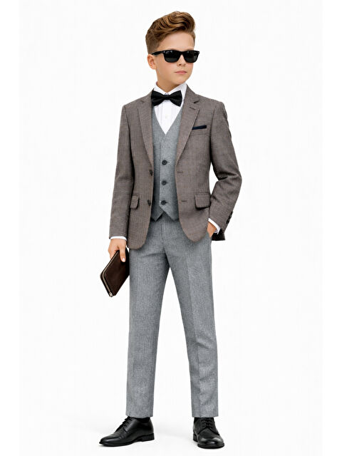 Ahengim Erkek Çocuk Slim Fit Dokulu Çizgili Spor Takım Elbise AK195-196 - S000516330-20600