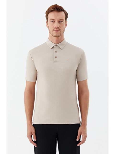 Sabri Özel Erkek Taş Dar Kesim Slim Fit Pamuklu Dokuma Polo Yaka Tişört