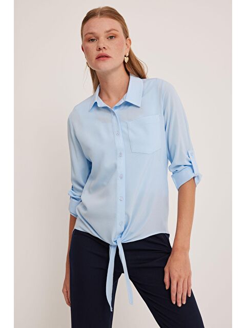 Bigdart Kadın Mavi Viskon Gömlek 20237 - S000194295-17234