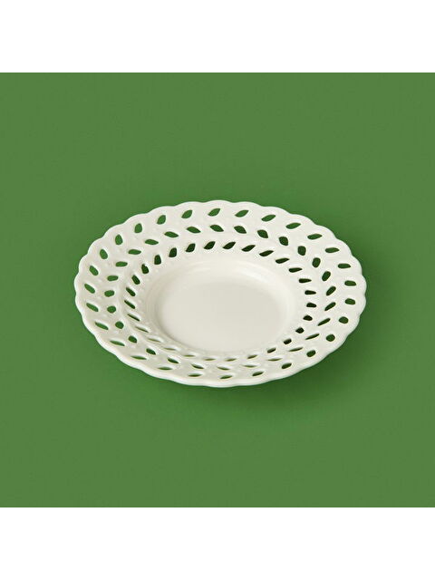 Paçi Yaprak Dantel Motifli Porselen Çay Tabağı - Beyaz - S000391480-20063