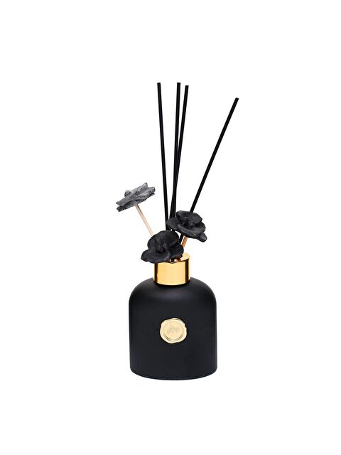 Missi 130 ml Siyah Cam Şişe Seramik Çiçek Taş Bambu Çubuklu Black Vanilya Oda Kokusu - S000336434-19351