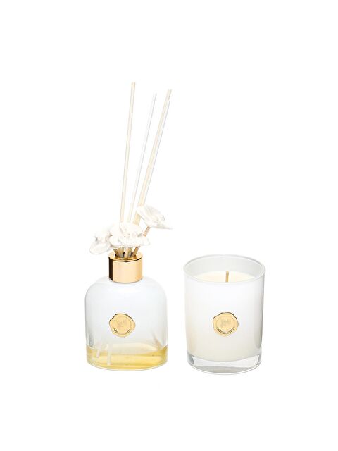 Missi 130 ml Beyaz Cam Şişe White Jasmine Oda Kokusu ve Kokulu Vegan Mum Seti - S000336437-20063