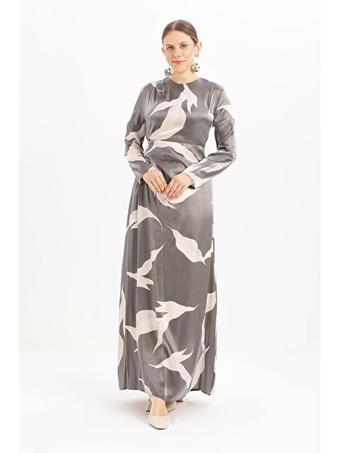 ALLDAY Siyah-Ekru-Parlak Desenli Elbise - S000500756-37428