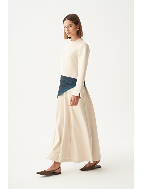 ALLDAY Açık Bej-Yumuşak Dokulu Parçalı Elbise - S000500757-19927