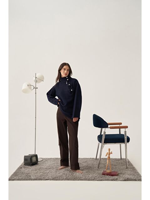 ALLDAY İndigo-Yakası Apoletli Triko Kazak - S000500719-23093