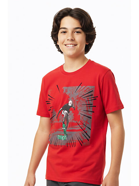 Modanino Erkek Çocuk %100 Pamuk T-Shirt-KayKay Baskılı-12-16 Yaş 12526 - S000516342-20045