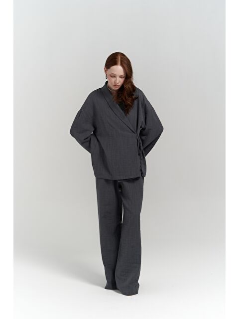 Bohemai Anya Kimono Pantolon Antrasit Takım - S000372222-29666