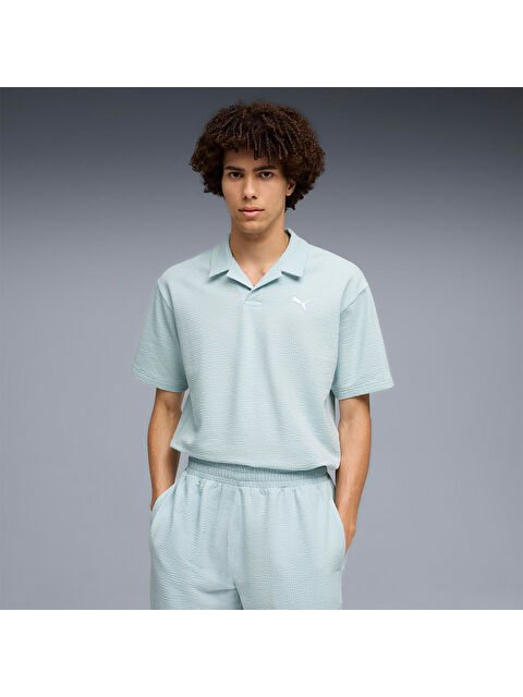 Puma Essential Elevated Material Erkek Mavi Polo Yaka Tişört