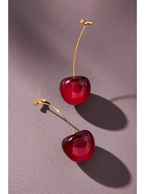 New Obsessions Cherry Uzun Kiraz Altın Kaplama Sallantılı Kadın Küpe - S000158573-27599